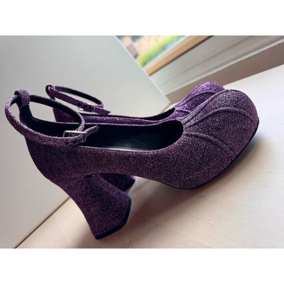 STELLA MCCARTNEY purple Groove Shimmer Dressy Ankle Strap size 36.5/US 6.5 - Picture 3 of 14